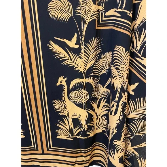 Belle by Kim Gravel 1X Safari Giraffe Print Kaftan Top Black Gold Oversized Boho - Picture 3 of 11